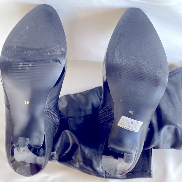 Brand New ! Brazilian Style Long Black Leather Boots.Inside Zipper - Size 39/8.5 - Picture 7 of 11